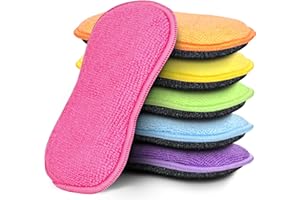 HOMEXCEL 6 Pack Multi-Purpose Scrub Sponges Kitchen, Dish Sponge, Non-Scratch Microfiber Sponge for Efficiently Cleaning Dish