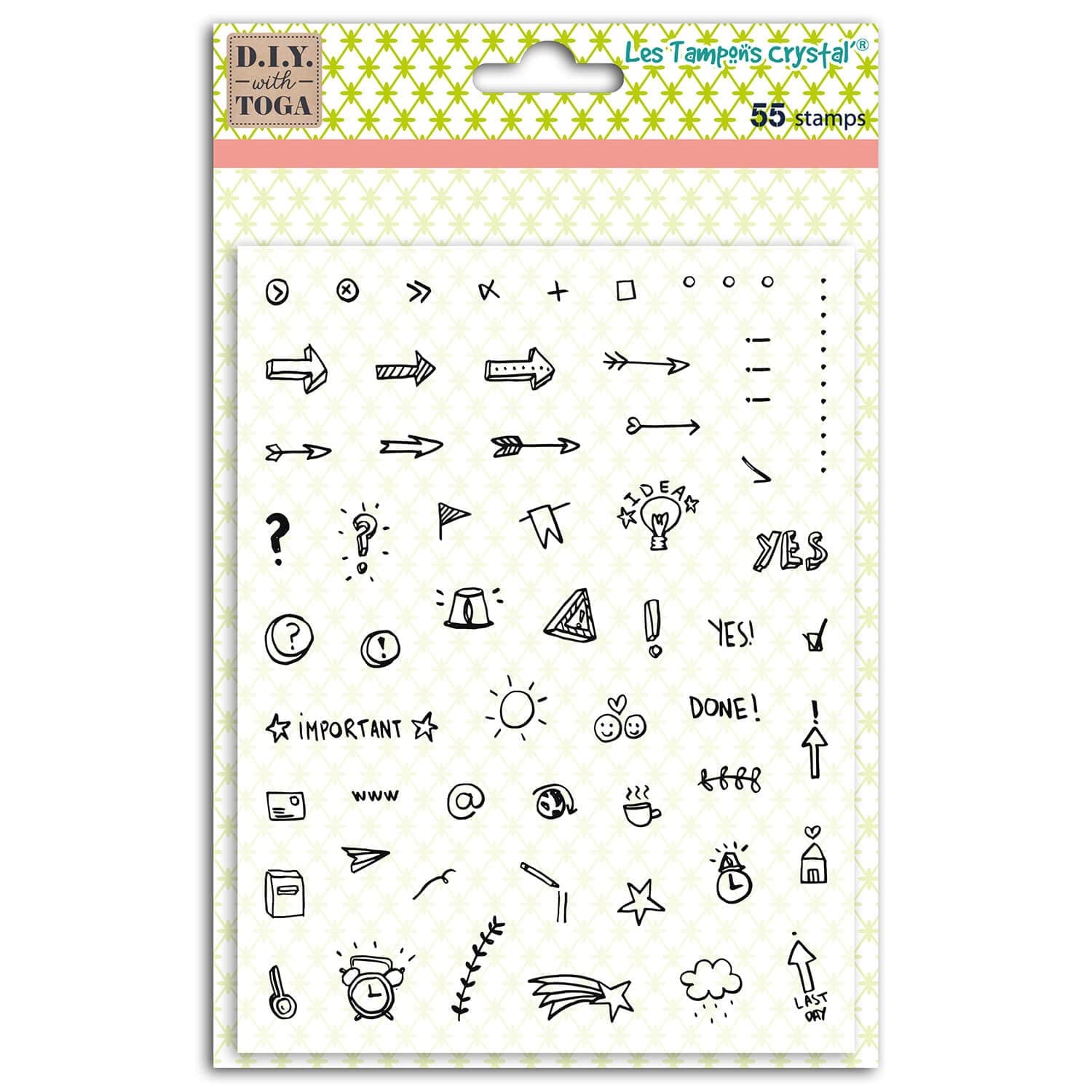 Toga TPG35 - sheet of 55 stamps, crystal icons, bullet journal, transparent, silicone 14 x 18 x 0.5 cm