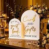 Amyhill 1 Set Acrylic Wedding Signs for Reception, Gold Black | 8 &times; 10'' Cards and Gifts, 5 x 7'' Please Sign Our Guestbook Sign, Wedding Table Decor for Marriage Memorial Ceremony