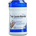 Sani Professional P13472 Sani-Hands ALC Instant Hand Sanitizing Wipes, 7.5x6, White, 135 per Canister (Case of 12)