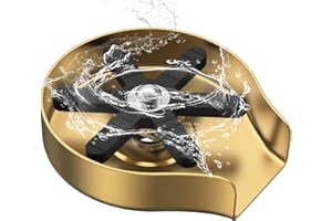 Glass Rinser for Kitchen Sink, FONTOP Cup Washer with 360° Rotating Jet, Faucet Bottle Washer Cup Cleaner Sink Attachment for Home Bar Countertop(Brushed Gold)