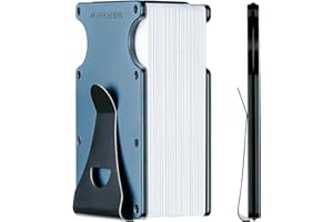 MONOCARBON Minimalist-Wallet, Real-Carbon-Fiber-Wallet-RFID-Blocking, Slim Credit Card Holder Wallet, Front Pocket Money Clip for Men EDC. (Blue)