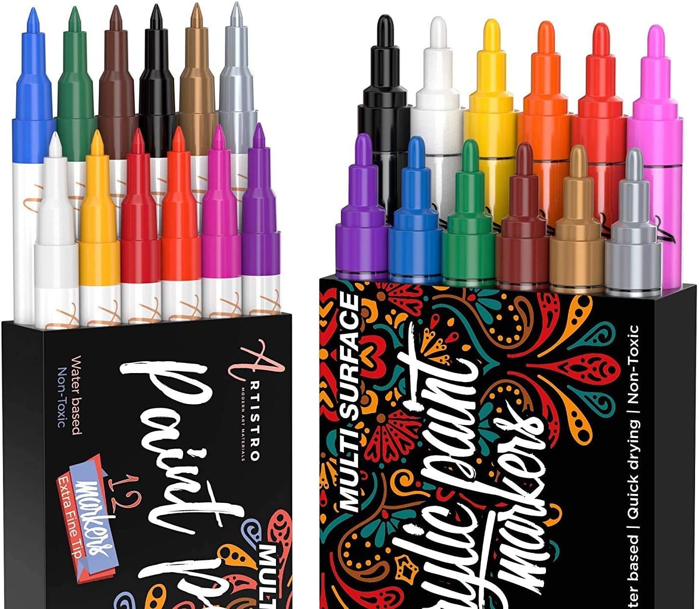 Amazon 12 Acrylic Paint Pens Extra Fine Tip And 12 Acrylic Paint 