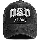 SHANVANKE Funny Dad Est 2026 Hat for Men, Adjustable Cotton 3D Embroidered New Dad Gifts Baseball Cap