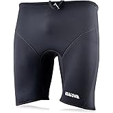 REALON Wetsuit Shorts Neoprene Men 3mm Buoyancy Swim Pants Adult Women Sweat Wet Suit Trunks Jammers Keep Warm Water Sport Aerobics for Swimming Surfing Snorkeling Diving Kayaking Scuba