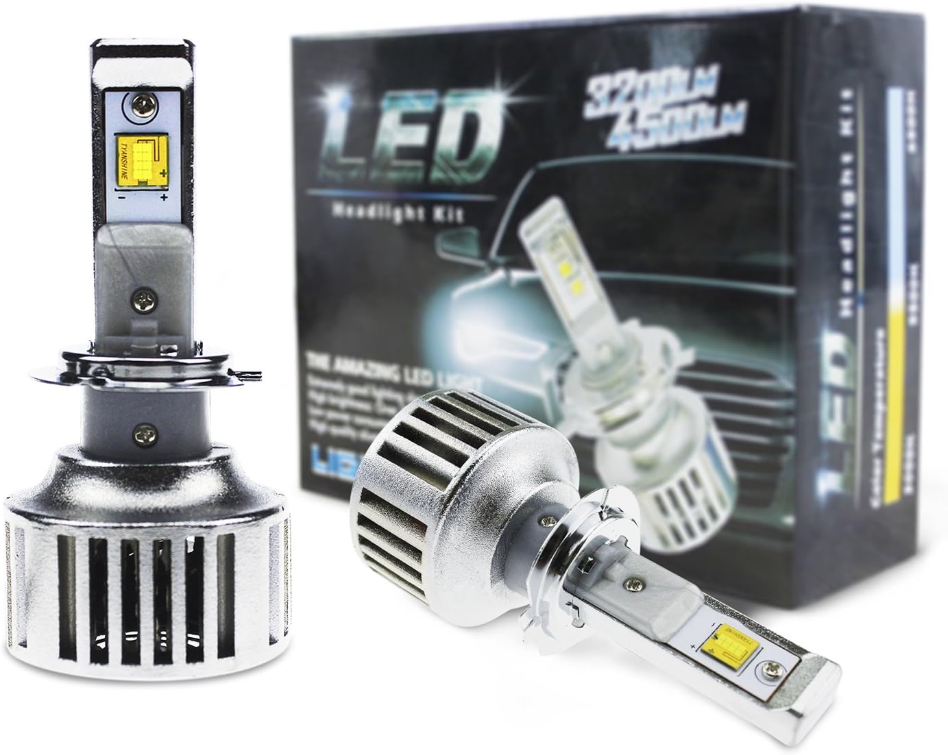 EVITEK LED Headlight Bulbs H7 for Cars- Plug n Play Headlight Kit, 30W 6500K Pure White OSRAM Chip LED Bulbs