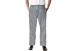 Chef Pants for Men Striped Print Relaxed Fit Work Pants Casual Chef Trousers for Kitchen Cargo Style Loungewear with Pockets
