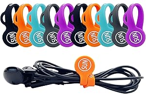 SUNFICON 10 Pack Cable Organizers Clips Earbuds Cords Organizers Magnetic Cable Clips Bookmark Whiteboard Noticeboard Fridge Magnets Cable Manager Keeper Ties for Kitchen Office School Assorted Colors