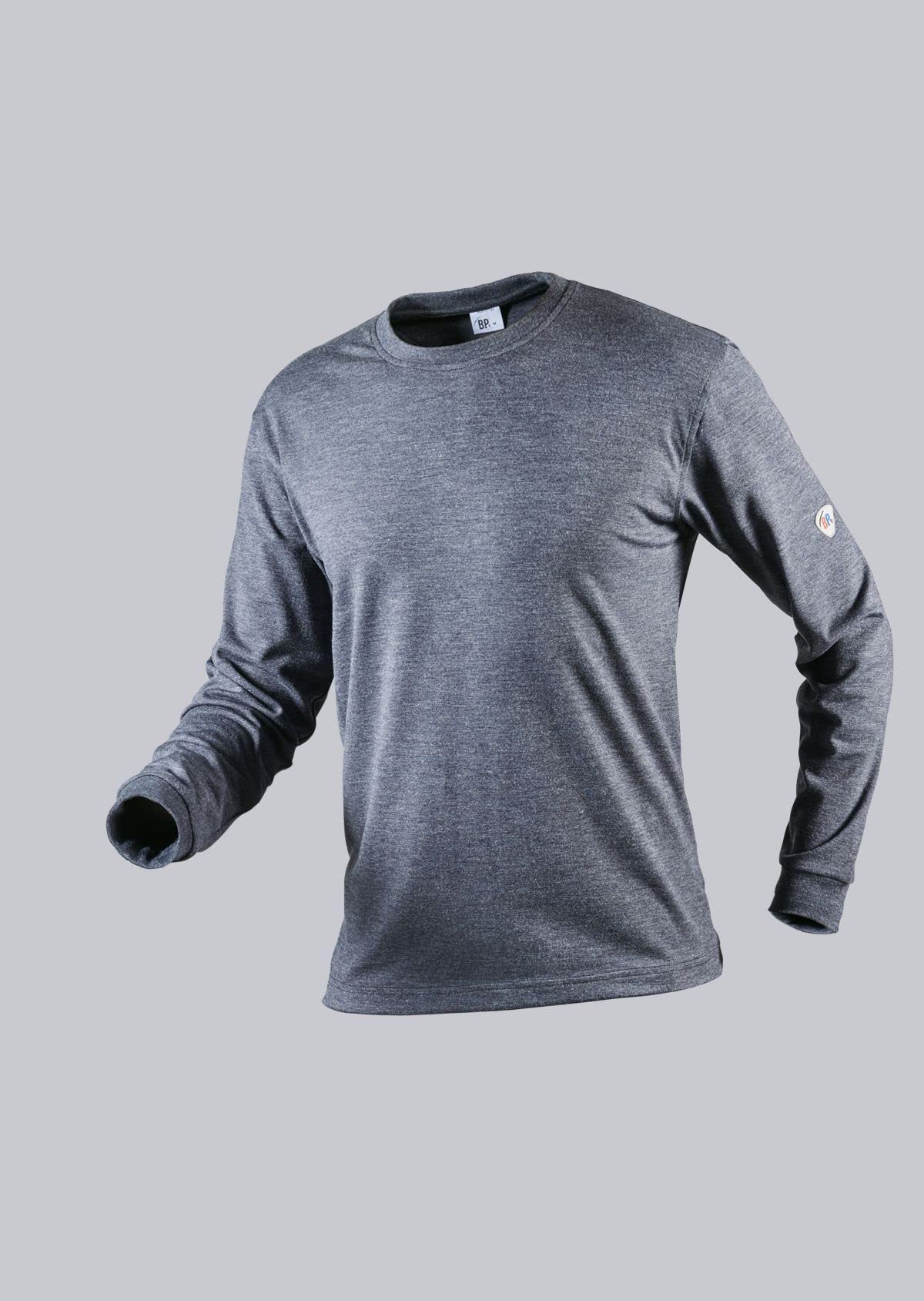 BP 2421-871-54 Long-Sleeve Unisex T-Shirt, 1/1 Sleeve, Round Neck And Knitted Cuffs, 72, 200,00 G/M², Blue-Grey, Size Xs