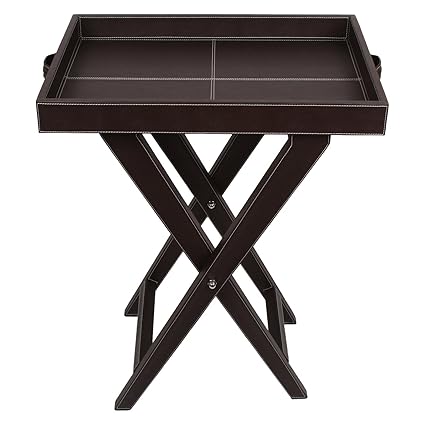 The Decor Mart - Faux Leather - Brown Butler Table - Pack of 1