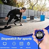 PULIVIA Digital Stopwatch Timer with Clock Calendar Alarm Blue view 2