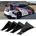 JMTBNO 4pcs Universal Curved Shape Rear Bumper Diffuser Shark Fin Spoiler Trim Covers Decoration Set Lip Wing Splitter,Black