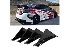 JMTBNO 4pcs Universal Curved Shape Rear Bumper Diffuser Shark Fin Spoiler Trim Covers Decoration Set Lip Wing Splitter,Black