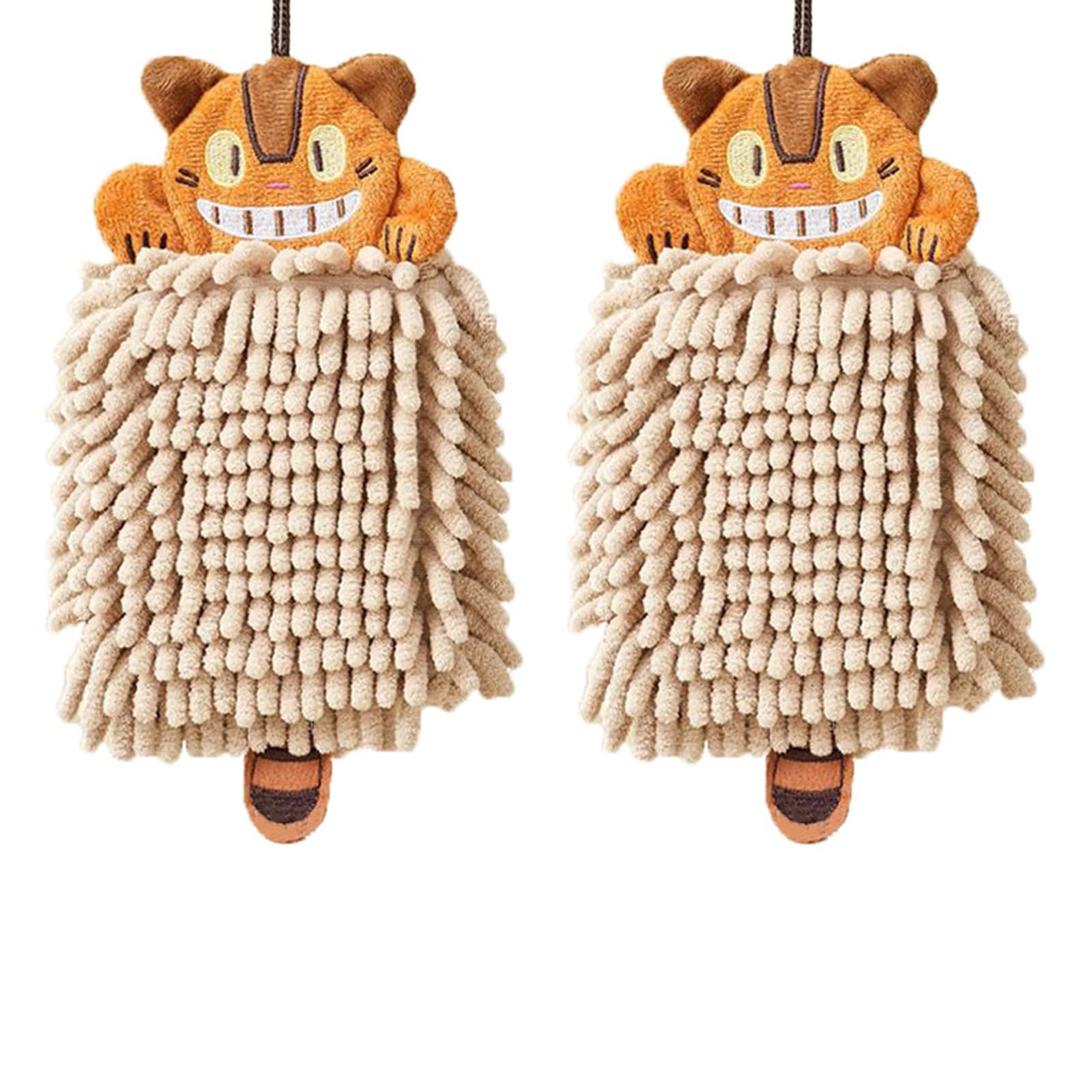 soulnioi Kitchen Hand Towels, Cute Animal Dish Cloths Microfiber Cleaning Cloth Absorbent Washcloth with Hanging Loop for Kitchen and Bathroom - Totoro