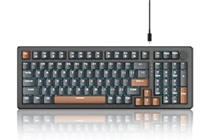 MageGee 98 Keys Mechanical Gaming Keyboard, Brown Switch, 96% Compact Layout LED Blue Backlit Wired Keyboard with Numpad Arrow Keys, for PC Laptop, for Game and Office, Black