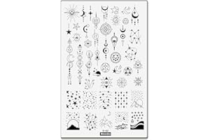 MEZERDOO 1Pcs Star Moon Sun Design Nail Plate Starry Sky Pattern Stencil Plus Size Nail Stamping Plates Stainless Steel Nail Art Stamp Image Template Nail Art Tools