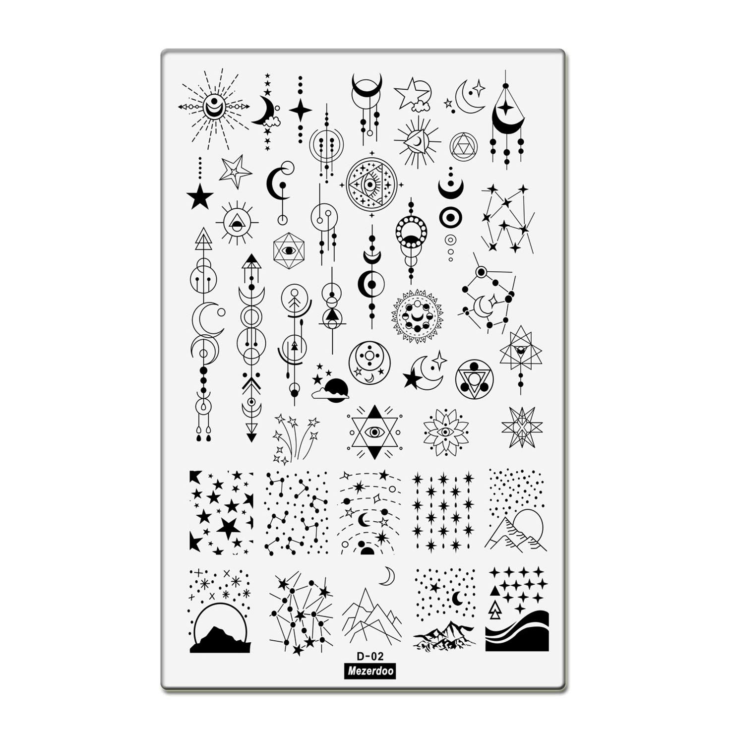 1Pcs Star Moon Sun Design Nail Plate 