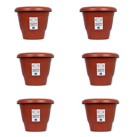Pepper Agro Flower Pots Round Planter 10 Inch Terracotta (Set of 6)