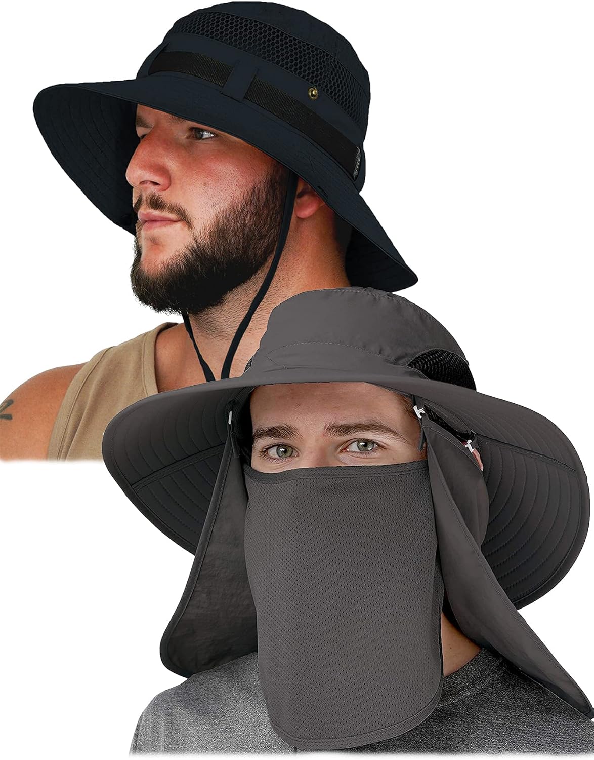 GearTOP Sun Hat Wanderer Black and Discoverer Dark Grey Fishing Hats at