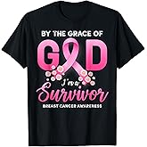 by The Grace of God I'm A Survivor Breast Cancer Survivor T-Shirt