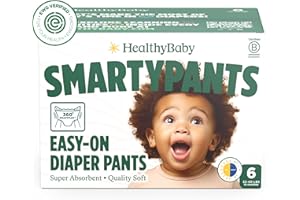 SmartyPants Pull Up Style Diapers | EWG Verified Safe & Plant-Based | Quilted 360 Waistband, Super Absorbent for Overnight Leak Protection | Training Pants by HealthyBaby | Size 6 (32 Count)