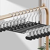 HUADYMEET 20 Pack 12Inch Pants Hangers with Wide Clips,Metal Trouser Hanger for Jeans.Space Saving Skirt Hangers Heavy Duty Non-Slip Adjustable Clothes Shorts Hanger for Women,Men,Black