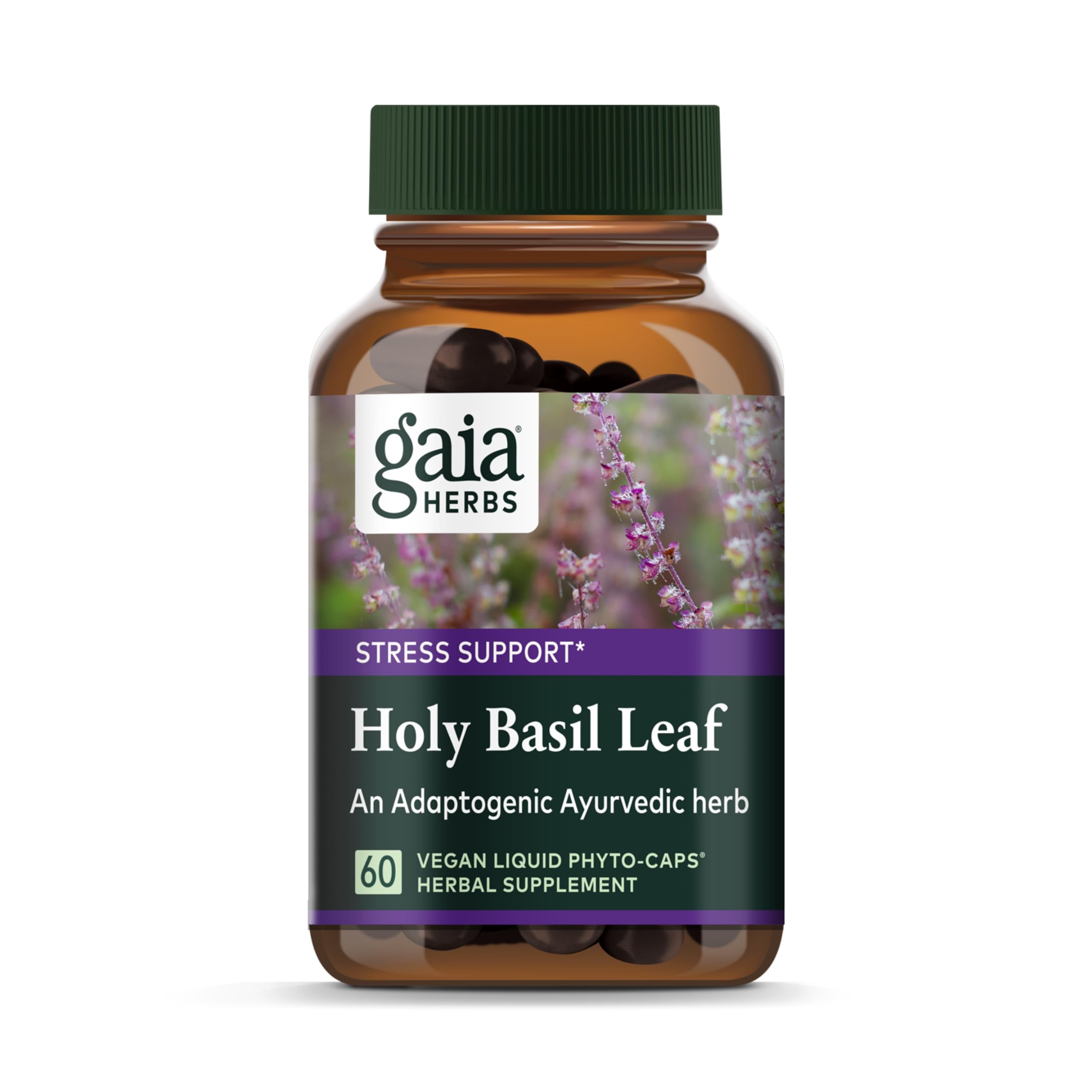 Gaia Herbs Holy Basil Leaf - Helps Sustain a Positive Outlook and Balance in Times of Stress - an Adaptogenic Ayurvedic Herb - 60 Vegan Liquid Phyto-Capsules (30-Day Supply)