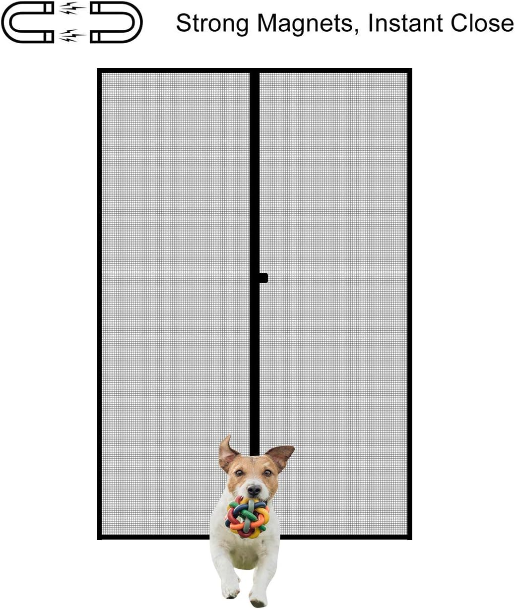 MAGZO Magnetic Screen Door 36 x 82, Reinforced Fiberglass Mesh Curtain Front Door Mesh with Full Frame Hook&Loop Fits Door Size up to 36"x82" Max-Grey - - 