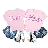 JINTING Dog Mom Shirt Mom and Dad Shirts Couple Outfit T-Shirt Casual Letter Graphic Top Tees