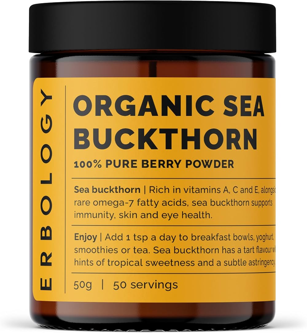 Erbology Organic Sea Buckthorn Powder 50 g 50 Servings Vitamin C Omega-7