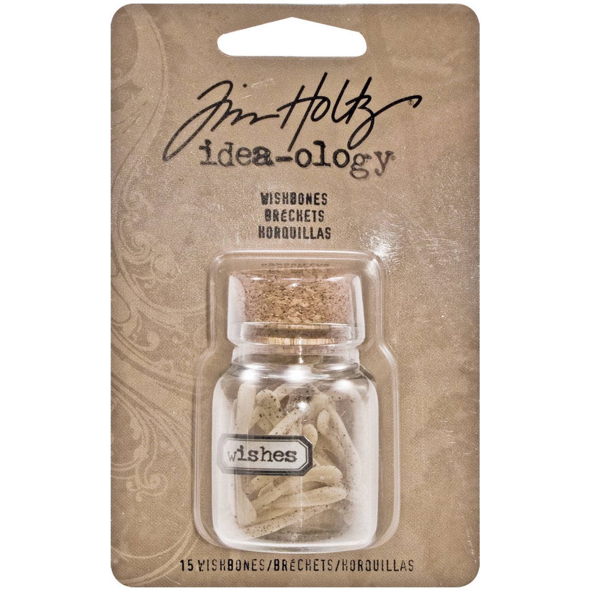 Resin Wishbones by Tim Holtz Idea-ology, 1 x 5/8 Inch, 15 in Corked Vial, TH93071