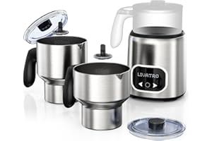 LIVATRO 14-in-1 Electric Milk Frother and Steamer with Dual Detachable Cups (21oz & 13.5oz), IH Fast Heating Milk Warmer for Lattes/Cappuccinos/Hot Chocolate, Smart Memory, Dishwasher Safe
