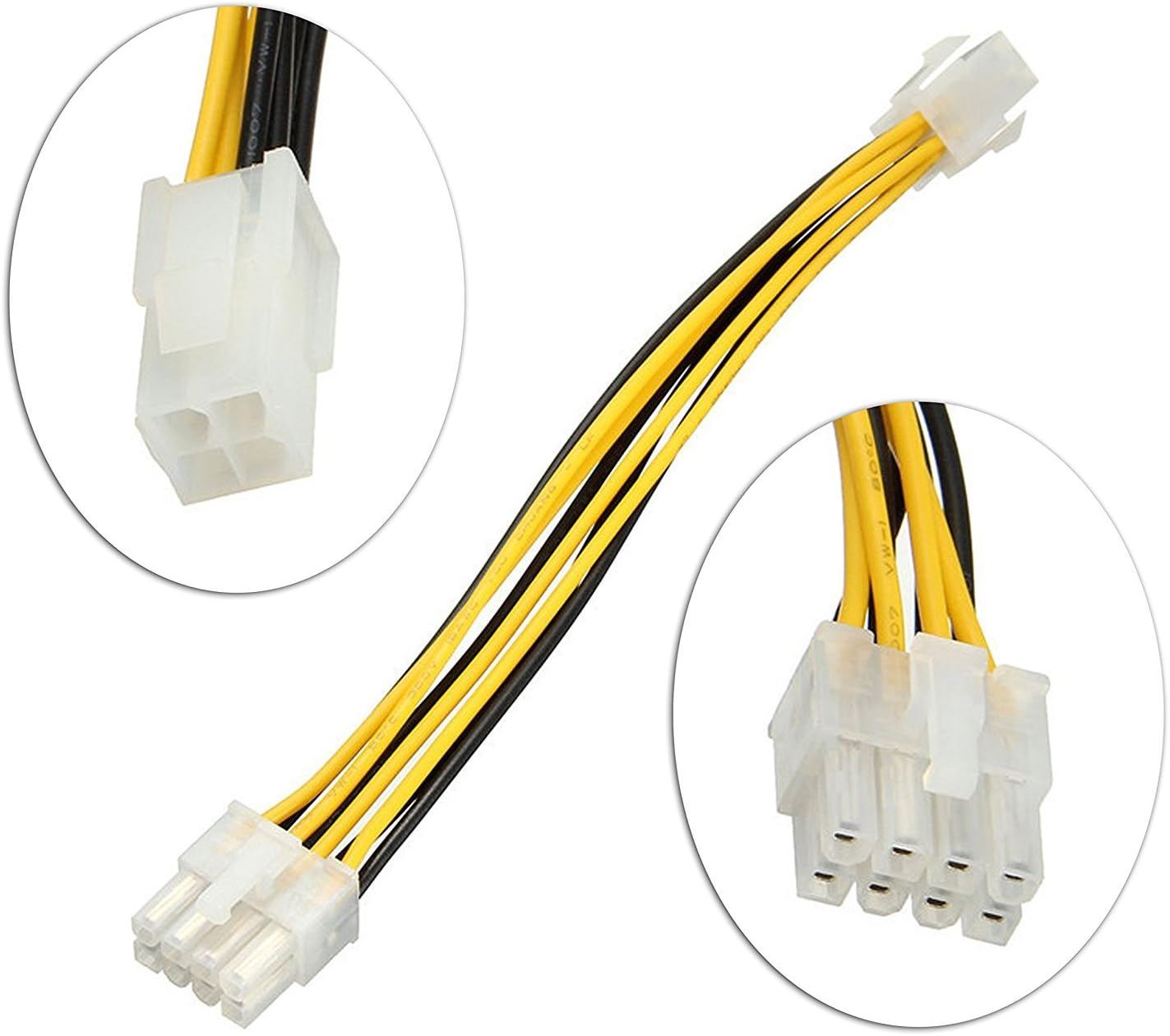 DAHSHA 8 Inch ATX 4 Pin Male to EPS 8Pin Female Power-Cable Adapter CPU Power Cable