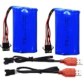 Blomiky 2 Pack 7.4V 1200mAh Li-ion with SM-4P Plug Rechargeable Battery Suitable for Some King RC Crawler Trucks / 2837