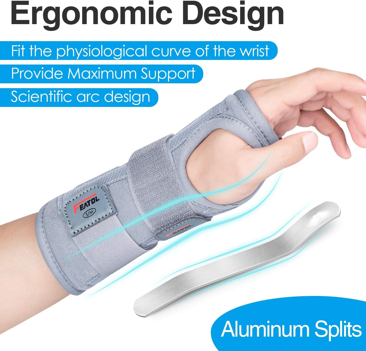 Carpal Tunnel Wrist Brace | Night Sleep Support Brace, Removable Metal Wrist Splint- Hot/Ice Pack, Left Hand, Small/Medium, Adjustable Hand Brace for Men, Women, Relieve and Treat Wrist Pain: Health & Personal Care