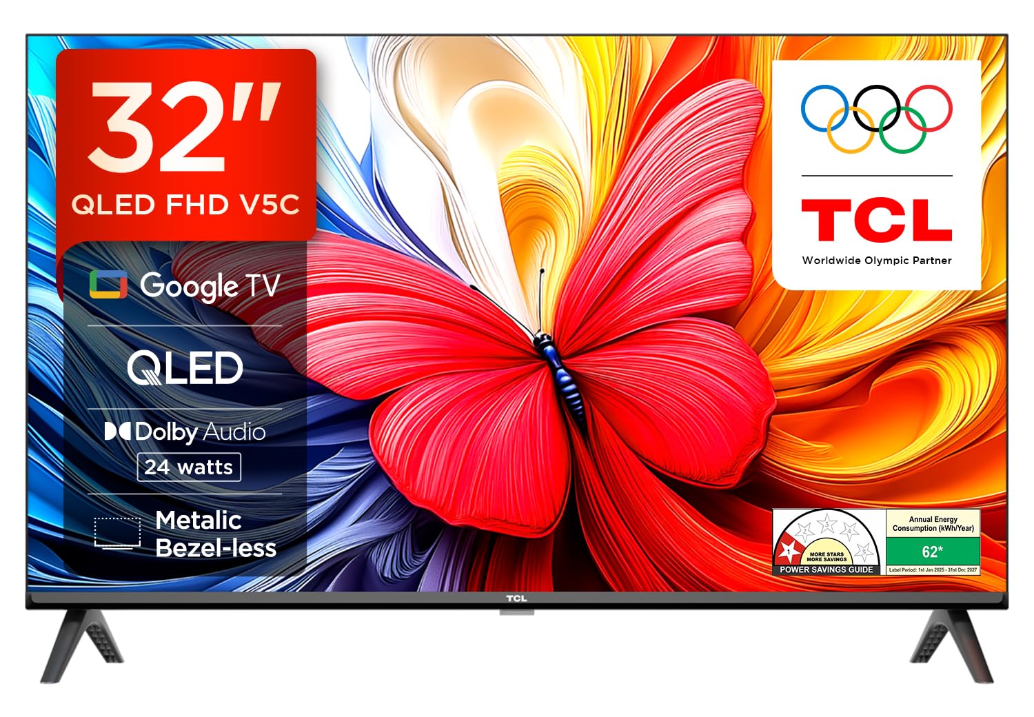 TCL 80 cms (32 inches) V5C Series Full HD Smart QLED Google TV 32V5C