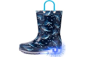 Outee Toddler Kids Adorable Lightwight Waterproof Rain Boots Light Up by Steps