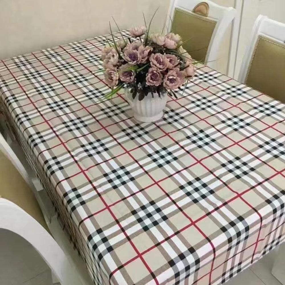 Tablecloth Cotton Light Brown Plaid Dustproof Aging Tablecloth Cabinet Table - Light Brown_140*220Cm