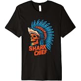 Shark Chief Skull Headdress with Native American Indian Premium T-Shirt