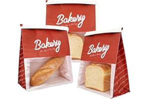 Paper Bread Bags for Homemade Bread Sourdough Bag Kraft Food Bag Translucent Bakery Bags with Tin Tie Tab for Sour Dough Cook