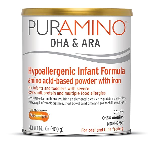 PURAMINO HYPOALLERGENIC INFANT DRINK, FOR SEVERE FOOD ALLERGIES, OMEGA-3 DHA, IRON, IMMUNE SUPPORT, POWDER CAN, 14.1 OZ