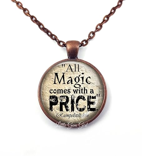 All Magic Comes With A Price Antique Copper Necklace Pendant 25mm Once Upon A Time Fairy Tale - 