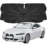 EcoNour Umbrella Windshield Sun Shade for Car | Foldable Umbrella Sun Shield | UV & Heat Protection for Front Window Shade with Storage Pouch | Fits Sedans Truck & SUVs | Medium 57
