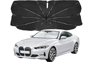 EcoNour Umbrella Windshield Sun Shade for Car | Foldable Umbrella Sun Shield | UV & Heat Protection for Front Window Shade with Storage Pouch | Fits Sedans Truck & SUVs | Medium 57"x 33"