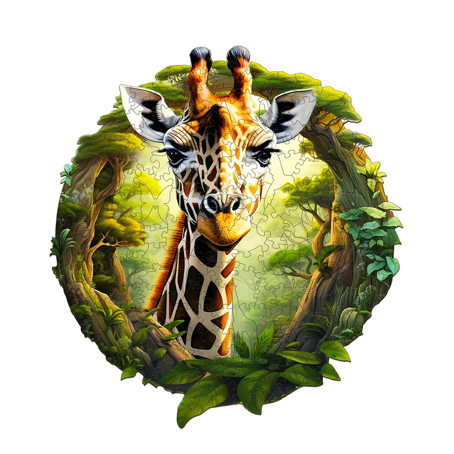 Jigfoxy Giraffe Wooden Jigsaw Puzzles for Adults, 260pcs Unique Animal Shape Wood Puzzles, Christmas Thanksgiving Gifts for Family Friend with Wooden Box(13.4 * 12.4in)