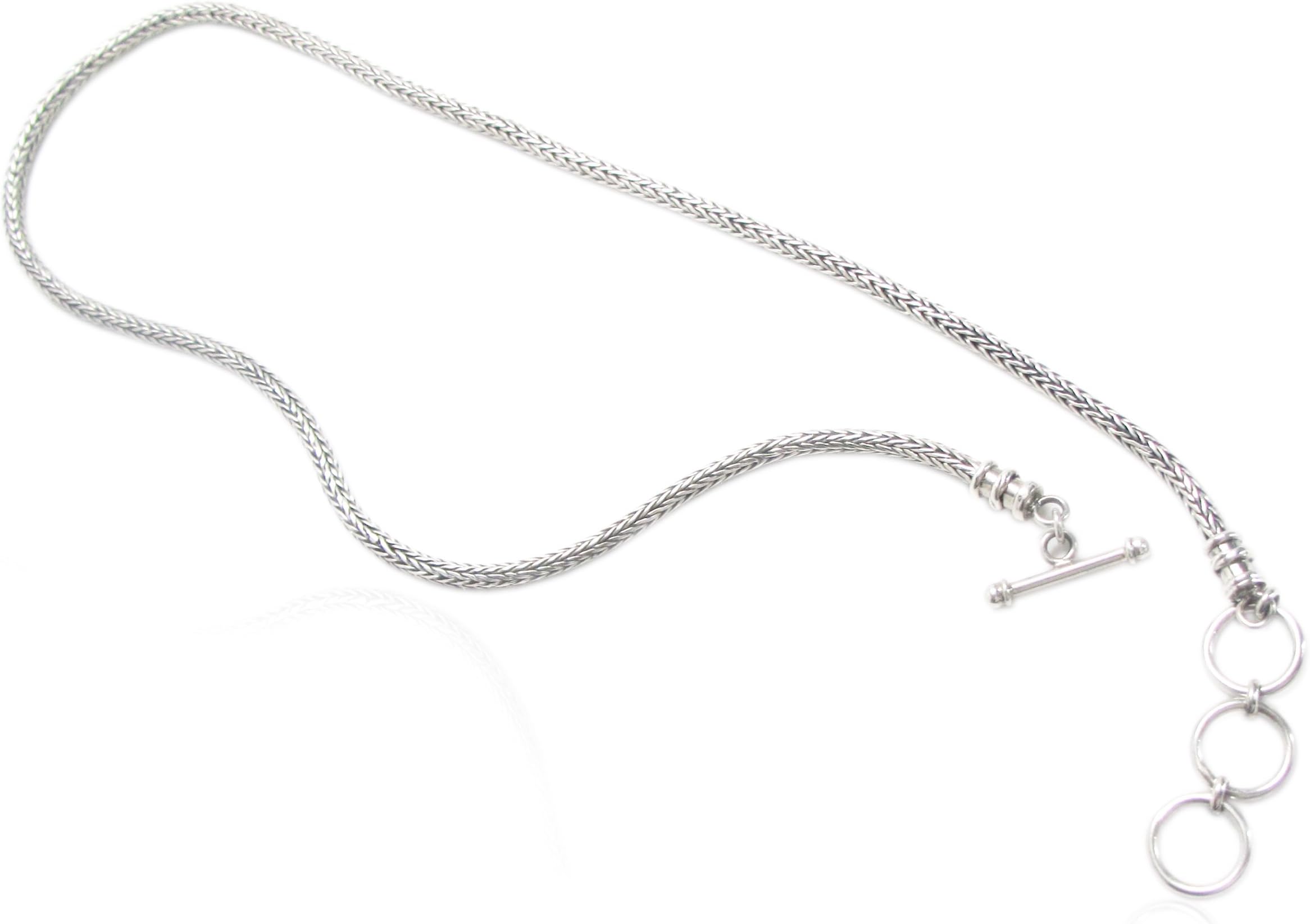1974 Sterling Silver Artisan Classic Naga Chain Necklace With Adjustable Toggle Clasp, 18"
