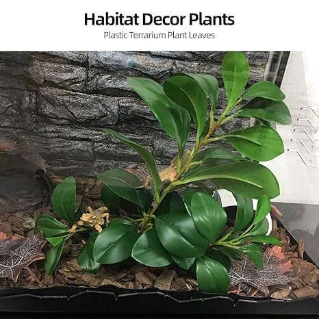 Festnight Habitat Decoration Plants Terrarium Plastic Leaves