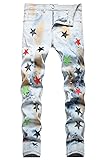 Men's Stylish Printed Jeans Casual Skinny Star