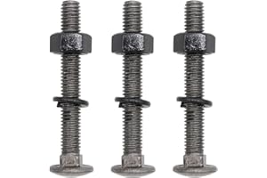 LBY 7 Sets Carriage Bolts Screws Assortment Kit, 3/8-16 x 3'' Round Head Square Neck Bolts (with Hex Nuts and Flat Washers), 45# Steel (Black)
