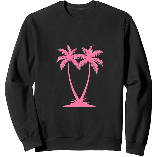 トップス Palm tree sweatshirt / navy Embroidered Palm Tree Sweatshirt: Unisex Tropical Beach Pullover